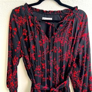 NWT Nanette Laporte pleated black and red dress